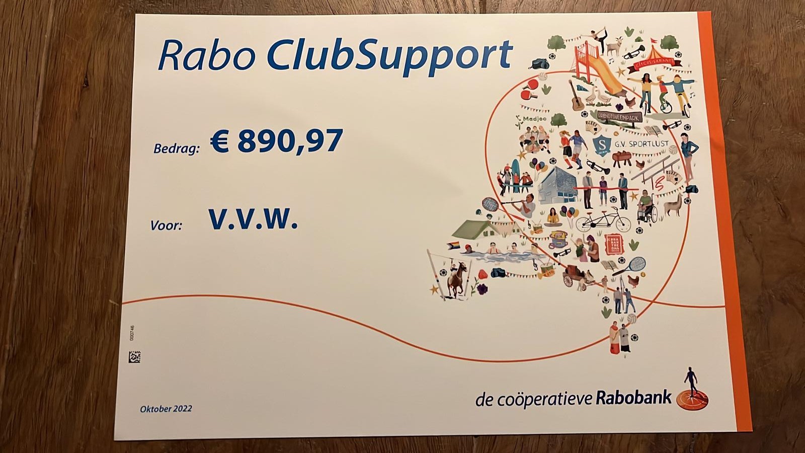 Voetbalvereniging V.V.W. wint mooi bedrag Rabo ClubSupport.